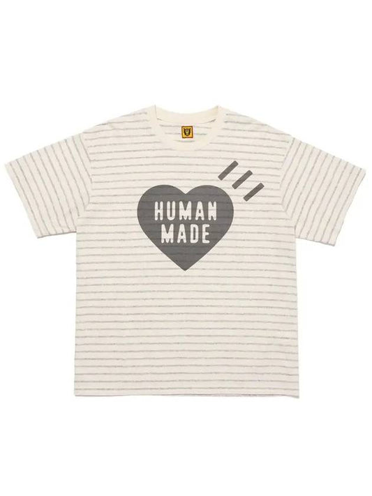 Striped heart short sleeve t shirt gray HM27CS041 - HUMAN MADE - BALAAN 2