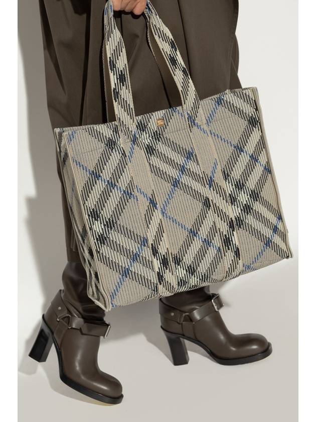 Check Knit Medium Tote Bag Lichen - BURBERRY - BALAAN 3