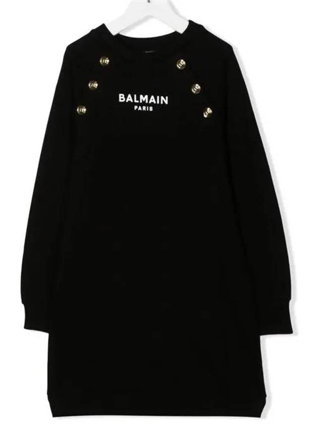 Kids 6 10 Logo Button Detail Jersey Dress - BALMAIN - BALAAN 1