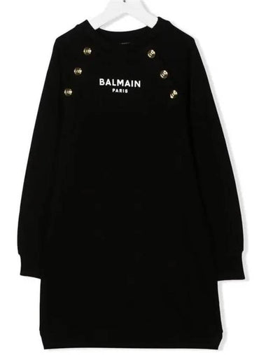 Junior 12 14 Logo Button Detail Jersey Dress - BALMAIN - BALAAN 1