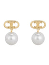 Maylon Triomphe Pearl Gold Earrings White - CELINE - BALAAN.