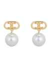 Maillon Triomphe Pearl Gold Earrings White - CELINE - BALAAN 1