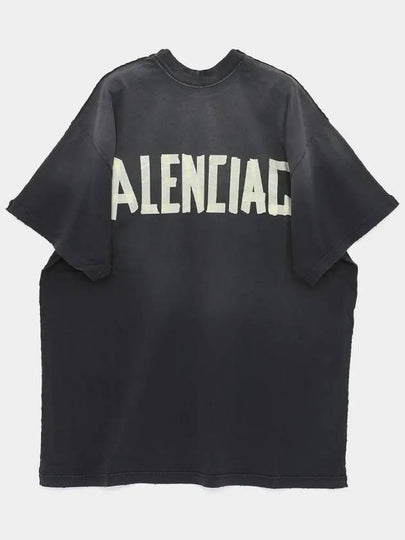 Tape Type Cotton Short Sleeve T-Shirt Black - BALENCIAGA - BALAAN 2