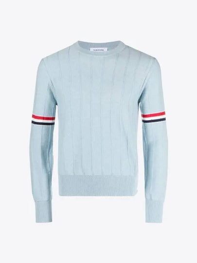 Men's Wool Relaxed Pullover Knit Top Light Blue - THOM BROWNE - BALAAN 2