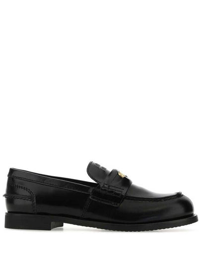 Brushed Leather Penny Loafers Black - MIU MIU - BALAAN 2