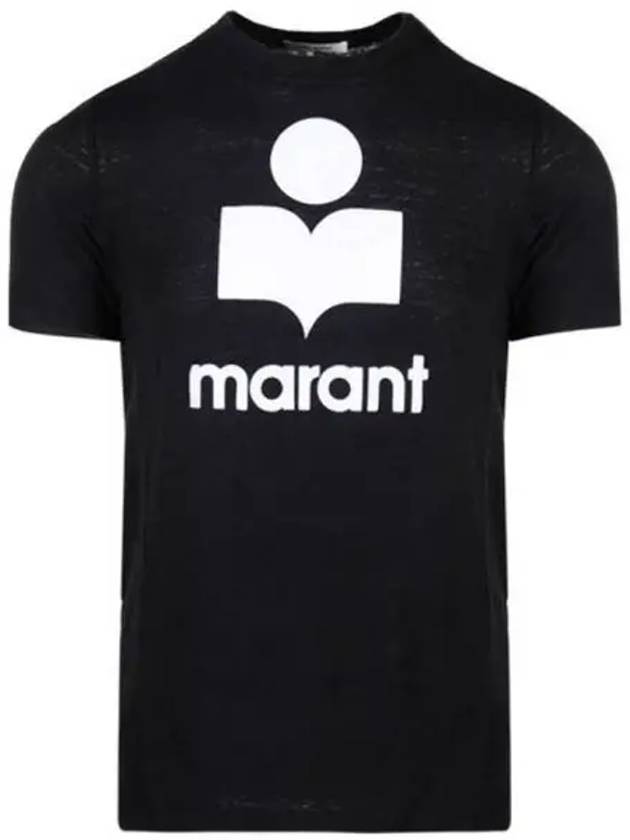 00MTS0427 00M002H BK Karman Linen Round Short Sleeve T shirt Black Men s TJ 271083 - ISABEL MARANT - BALAAN 1