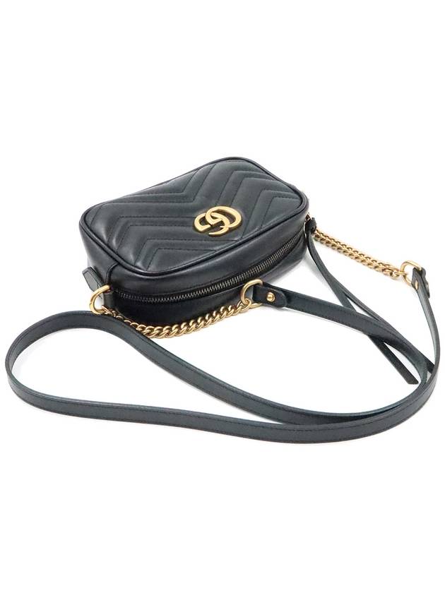 Women s Gucci 448065 Black Matelasse Chevron Gold Plated GG Marmont Mini Cross Bag gt Gangbuk used luxury goods - GUCCI - BALAAN 5