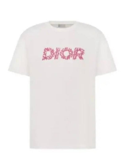 Italic Coral Relaxed-Fit Short Sleeve T-Shirt White - DIOR - BALAAN 2