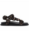 Feel Fabric FF Logo Feel Satin Sandals Black Brown - FENDI - BALAAN 1