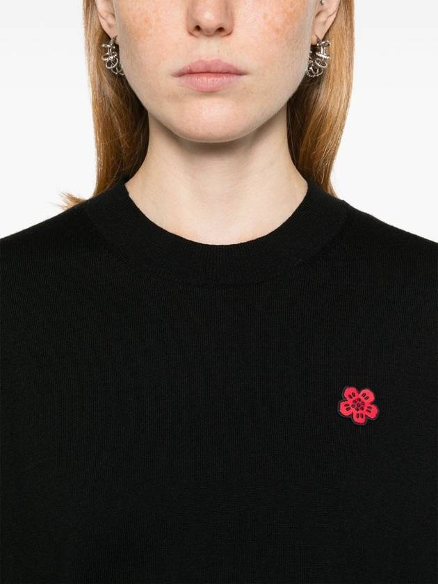 Boke Flower Embroidery Wool Knit Top Black - KENZO - BALAAN 6