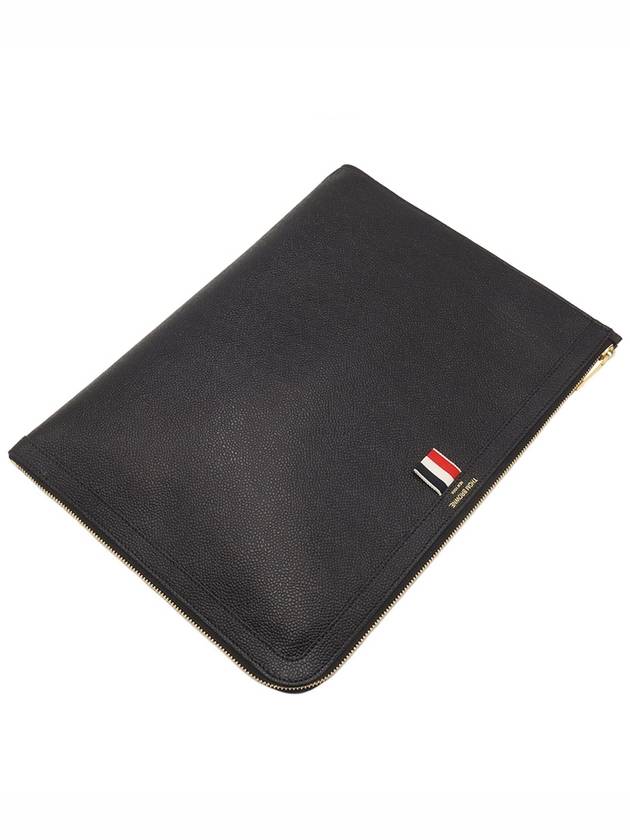 Black Pebble Grain Leather Document Folio Large Clutch MAC074A00198001 - THOM BROWNE - BALAAN 4