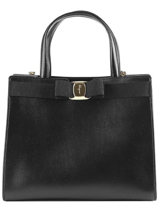 Vara Bow Top Handle Tote Bag Black - SALVATORE FERRAGAMO - BALAAN 2