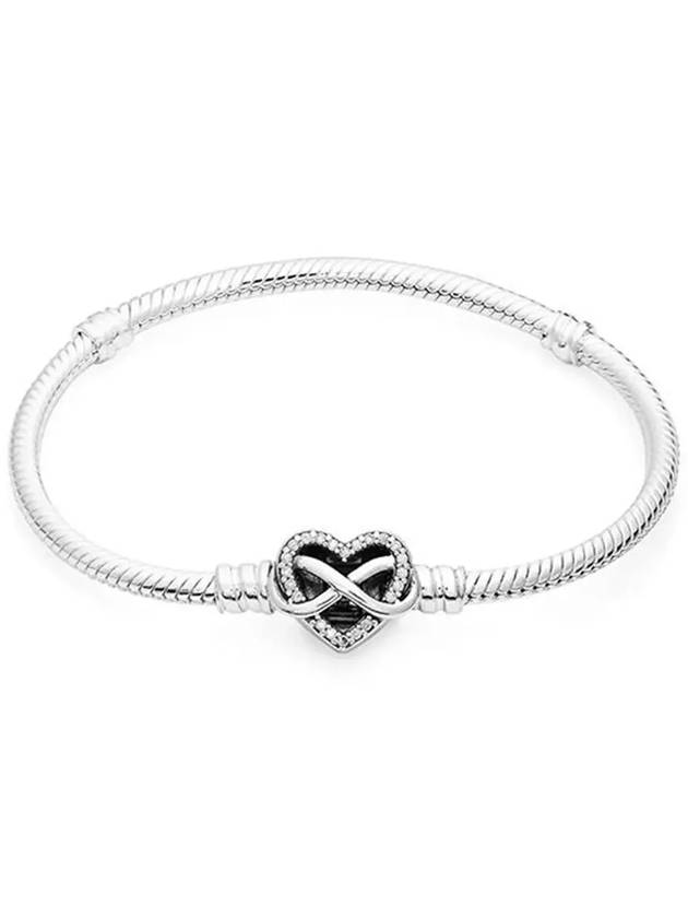 Moments Sparkling Infinity Heart Clasp Snake Chain Bracelet Silver - PANDORA - BALAAN 4