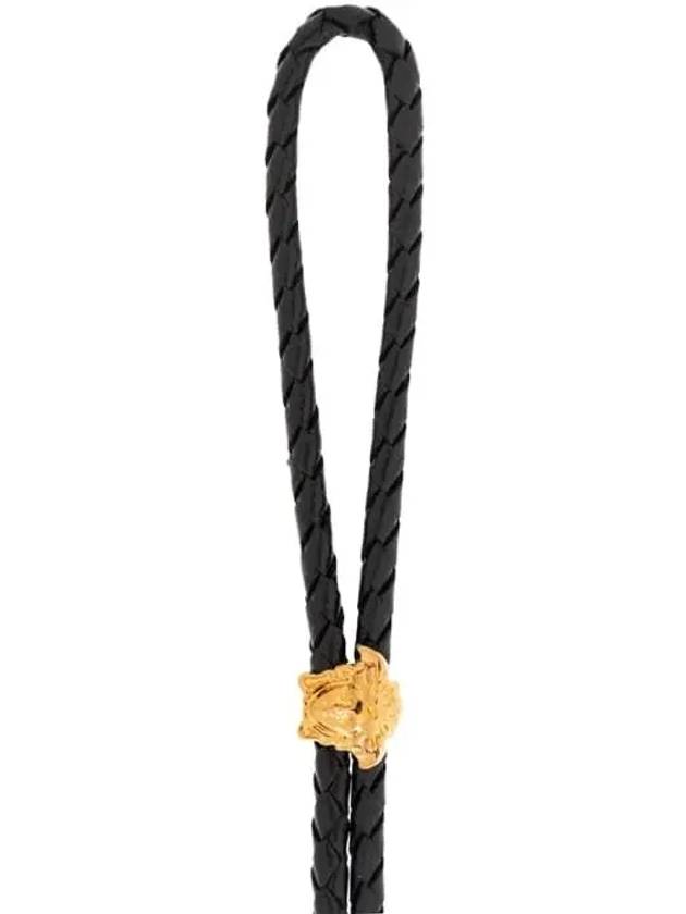 Medusa Greca Leather Necklace Black - VERSACE - BALAAN 4