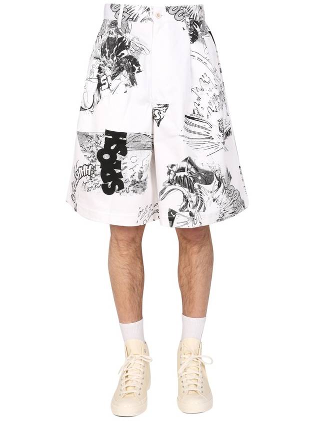 Printed Wide Leg Shorts White - COMME DES GARCONS - BALAAN 2