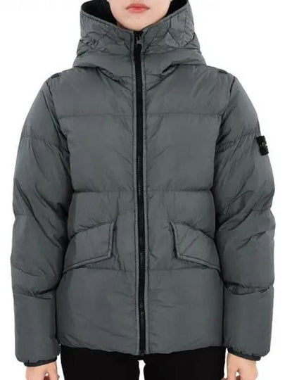 Kids Garment Dyed Crinkle Reps Recycled Nylon Down Padding Pewter Grey - STONE ISLAND - BALAAN 2