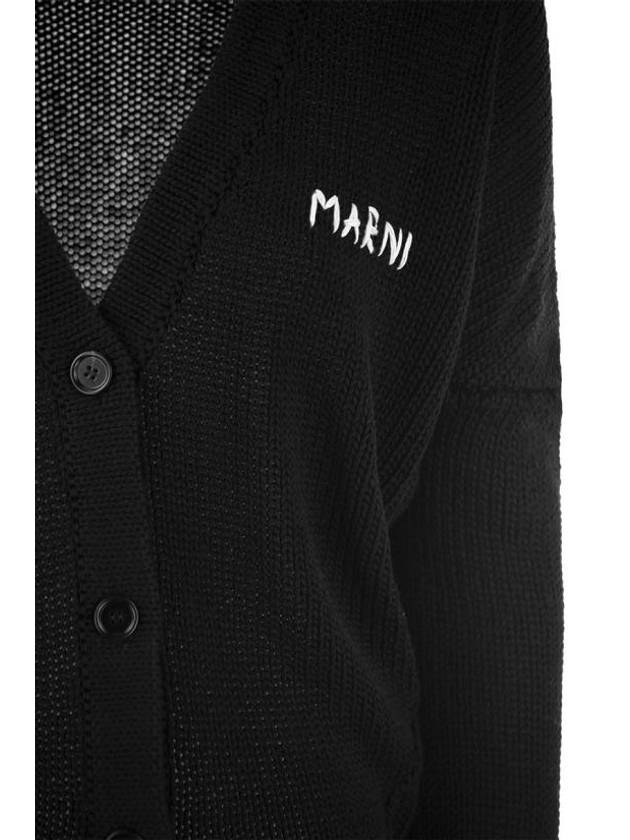 Logo Cotton Cardigan Black - MARNI - BALAAN 5