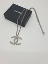 CC logo long necklace big pendant silver necklace AB8666 - CHANEL - BALAAN 3