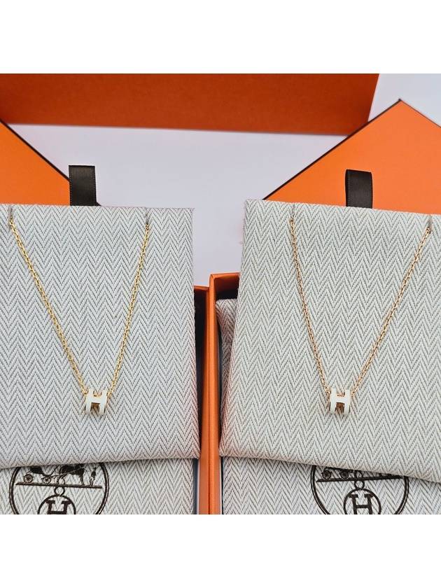 Mini Pop H Pendant Necklace Gold Orange Soy - HERMES - BALAAN 7