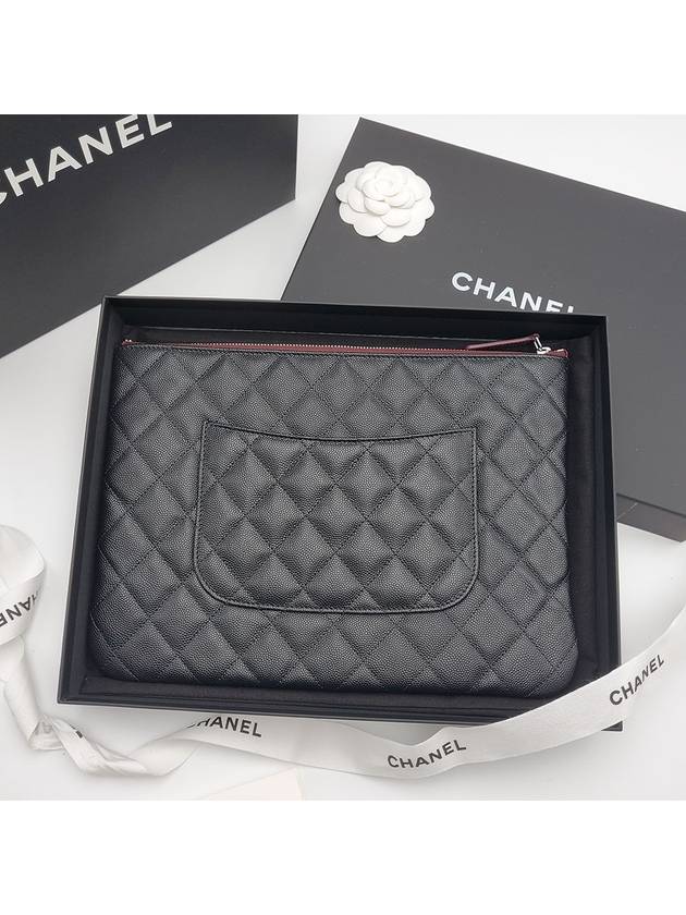 Classic Clutch Pouch Caviar New Medium Black Silver A82545 - CHANEL - BALAAN 3