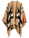 Reversible Check Merino Wool Poncho Camel Brown - BURBERRY - BALAAN 4