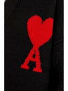 Intarsia Big Heart Logo Oversized Virgin Wool Cardigan Black - AMI - BALAAN 5