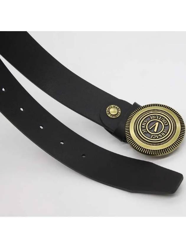 V Emblem Round Buckle Belt Black - VERSACE - BALAAN 4