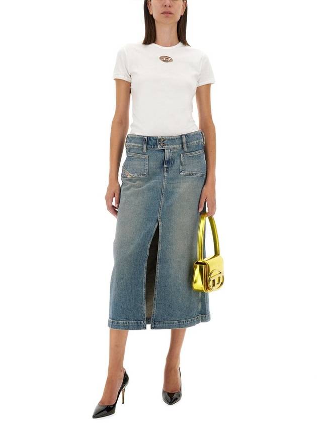 DE Hush Mid Denim A Line Skirt Light Blue - DIESEL - BALAAN 3