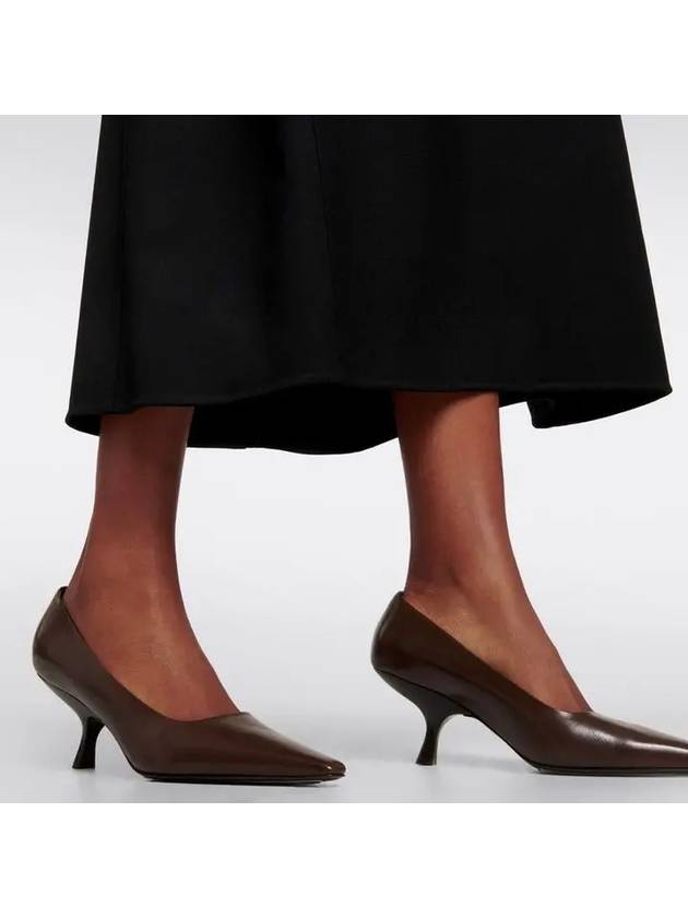 The Row Women s Brown Square Toe Kitten Calfskin Pumps Heel F1279 L52 - THE ROW - BALAAN 5