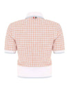 Checked Tweed Shrunken Short Sleeve Polo Pink - THOM BROWNE - BALAAN 3