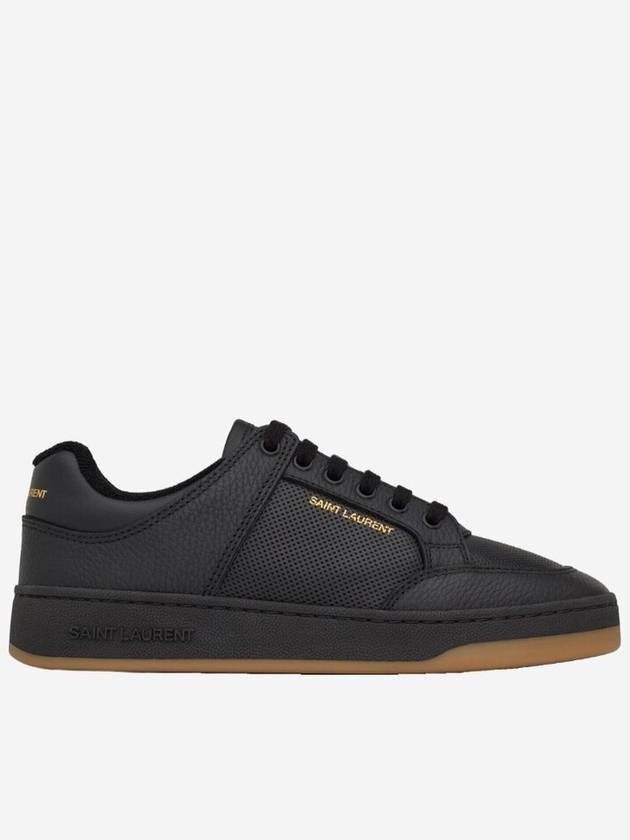 SL 61 Logo Signature Leather Low Top Sneakers Black - SAINT LAURENT - BALAAN 2