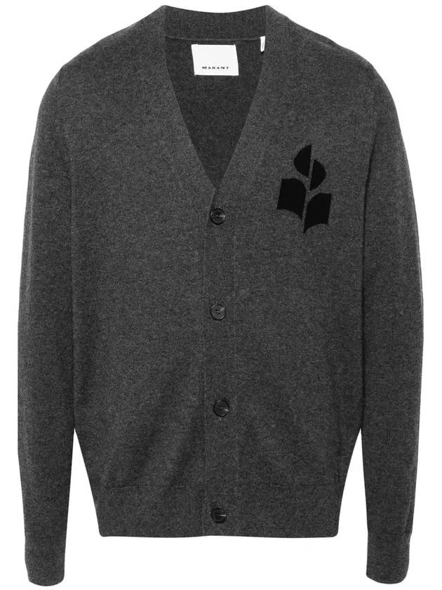 Men's Logo Intarsia Cardigan Grey - ISABEL MARANT - BALAAN 2