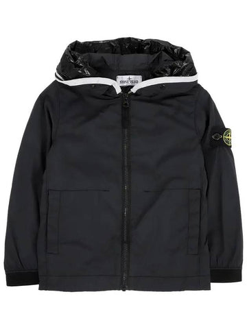 Stone Kids Waffen Patch Two Line Hooded Jacket Black 781640332 V0029 10 12A - STONE ISLAND - BALAAN 1