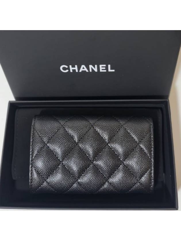 CC logo flap caviar card wallet black - CHANEL - BALAAN 3