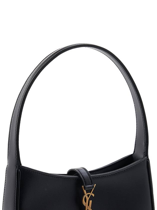 LE 5A 7 Small Smooth Leather Hobo Shoulder Bag Black - SAINT LAURENT - BALAAN 9