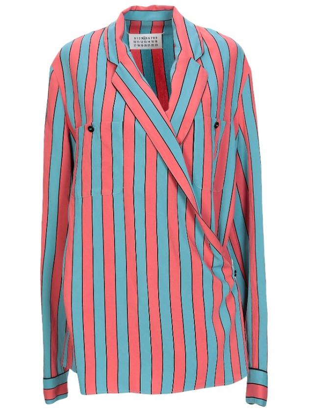 Maison Margiela Patchpocket striped crossover shirt jacket - MAISON MARGIELA - BALAAN 1