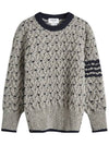 4 Bar Cable Knit Top Grey - THOM BROWNE - BALAAN 2