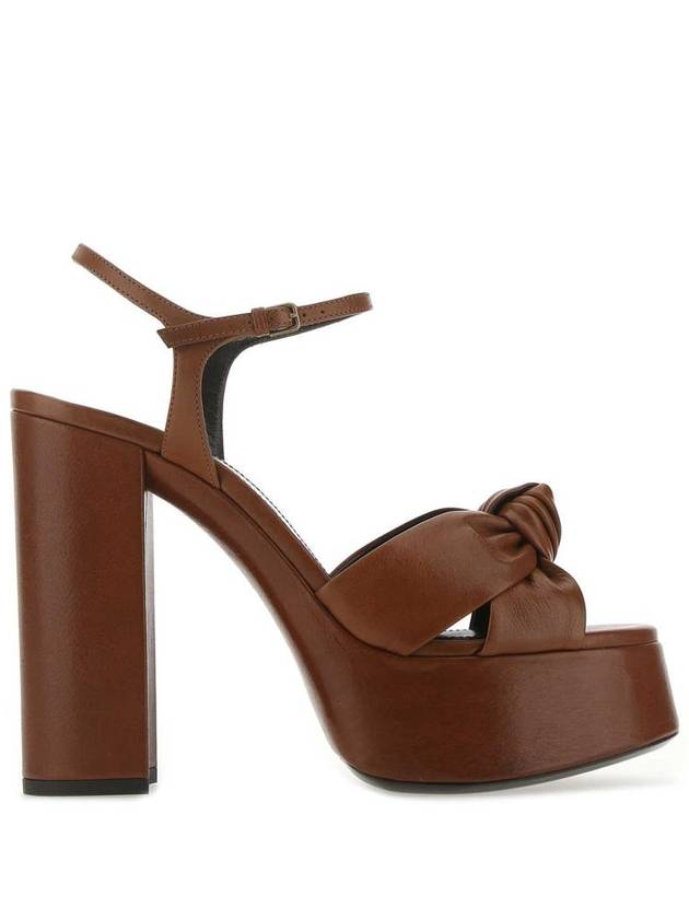 Women's Bianca Platform Sandals Heel Brown - SAINT LAURENT - BALAAN 2