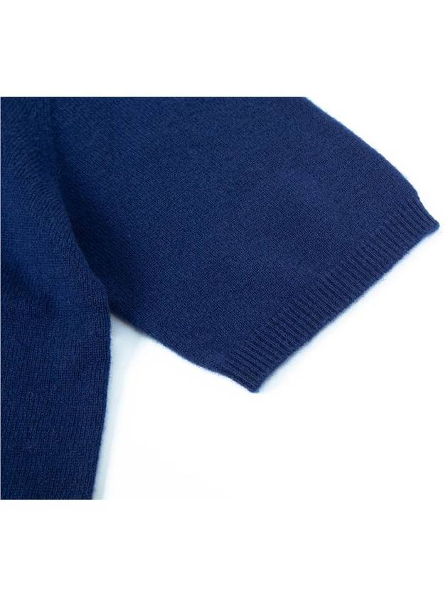 100% Wool Round Neck Sleeve Sweater BlueC3KPO74BL - CALLAITE - BALAAN 4