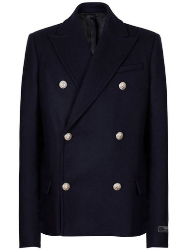 Balmain Double-Breasted Coat With Logo Buttons - BALMAIN - BALAAN 1