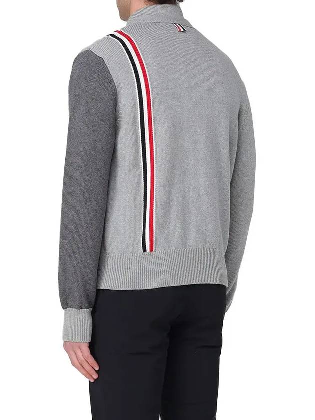 Fun Mix V-neck Cotton Cardigan Grey - THOM BROWNE - BALAAN 3