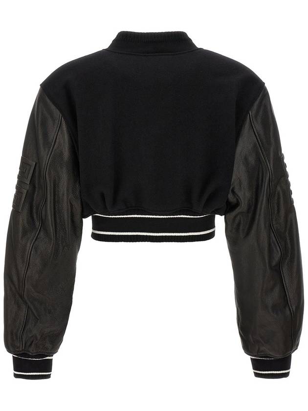 Embossed 4G Emblem Cropped Varsity Bomber Jacket Black - GIVENCHY - BALAAN 3