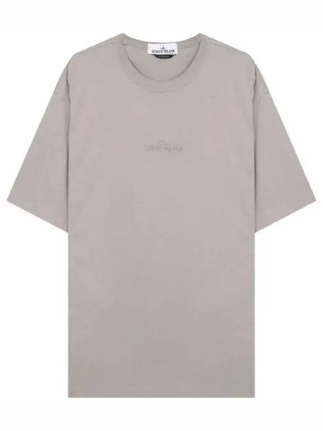 Micro Embroidered Logo Cotton Jersey Short Sleeve T-Shirt Dove Grey - STONE ISLAND - BALAAN 2