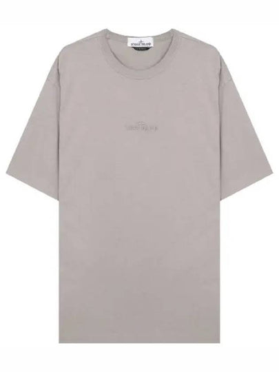 Micro Embroidered Logo Cotton Jersey Short Sleeve T-Shirt Dove Grey - STONE ISLAND - BALAAN 2