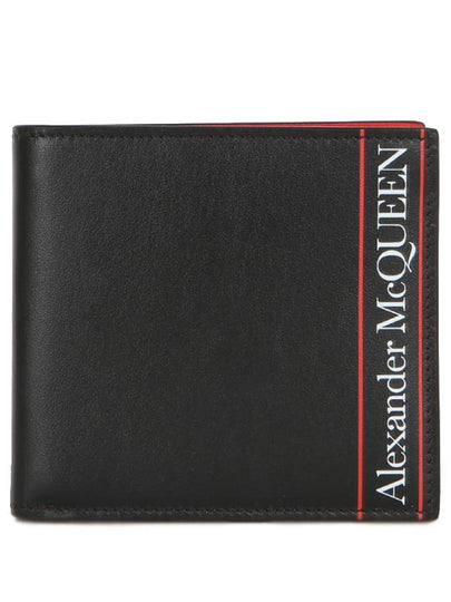 Men's Logo Printed Leather Half Wallet Black - ALEXANDER MCQUEEN - BALAAN 2