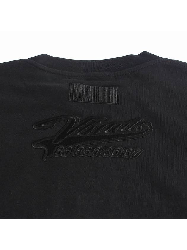 Embroidered Logo Cotton Short Sleeve T-Shirt Black - VETEMENTS - BALAAN 6