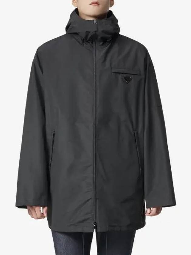 Technical Poplin Hooded Raincoat Black - PRADA - BALAAN 2