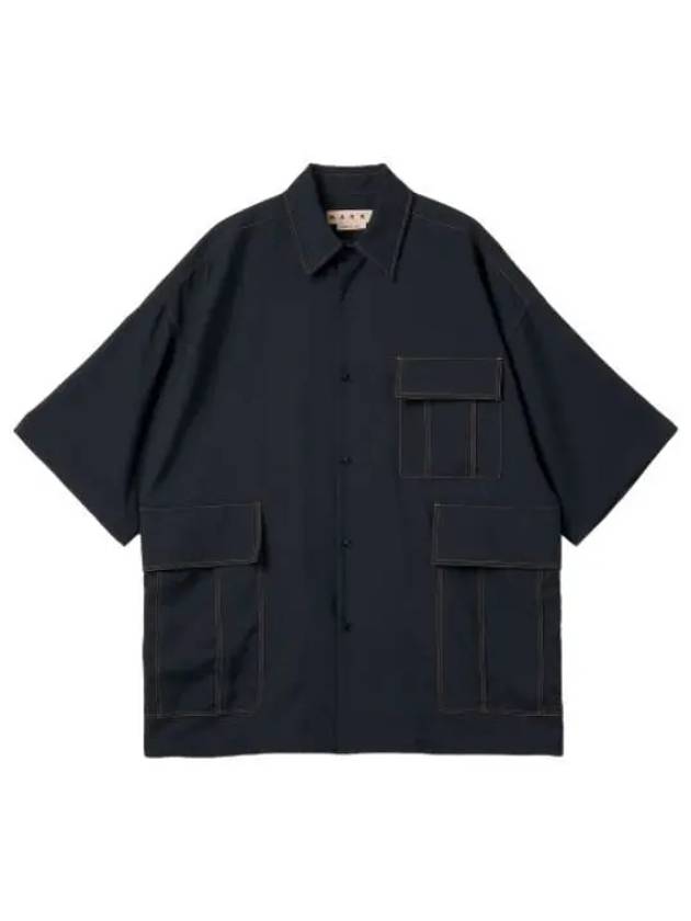 Tropical Wool Shirt Blue Black - MARNI - BALAAN 1