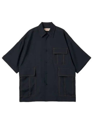 Tropical Wool Shirt Blue Black - MARNI - BALAAN 1