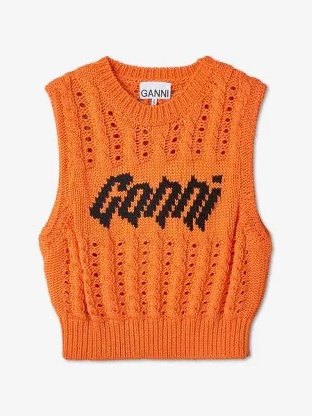 Women's Knit Crop Vest Orange - GANNI - BALAAN 2